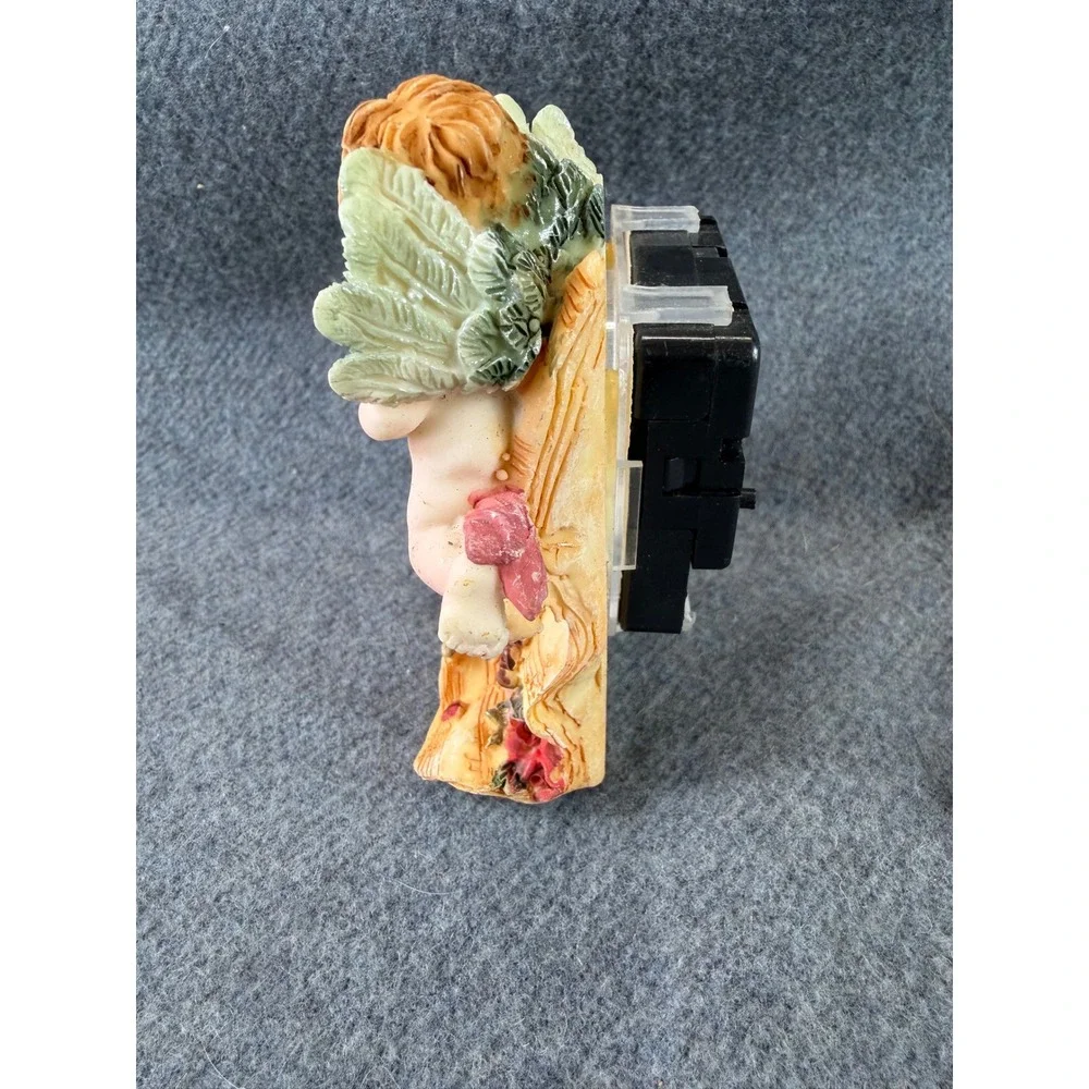 Angel Floral Victorian Cherub Desk Clock Resin Musical WORKS 4